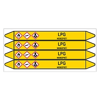 Značení potrubí, LPG,4 ks, 250 × 26 mm